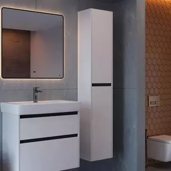 Шкаф-пенал Lemark Combi черный, белый глянцевый LM03C35P-black