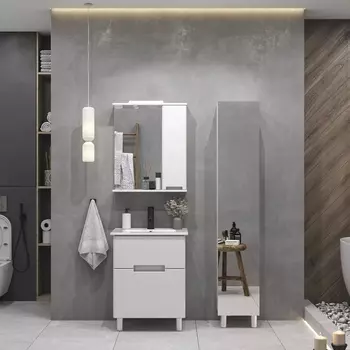 Шкаф-пенал с зеркалом Sanstar Адель универсальный, белый 381.1-3.4.1.