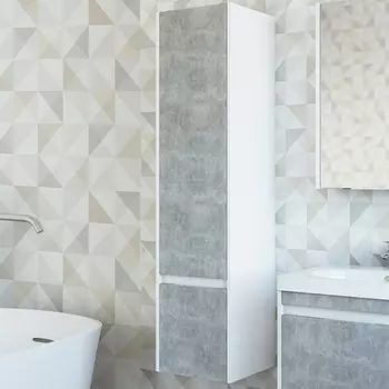 Шкаф-пенал Sanflor Калипсо L, белый, ателье светлый С03879