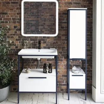 Шкаф-пенал Sanflor Лорд 35, напольный, белый матовый, черный С22587