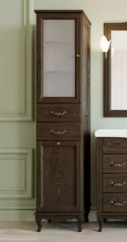 Шкаф-пенал ValenHouse Эллина 40 L с бельевой корзиной, кальяри, фурнитура бронза E40_ККLКБ