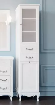 Шкаф-пенал ValenHouse Эллина 40 R с бельевой корзиной, белый, фурнитура хром E40_КБRКХ