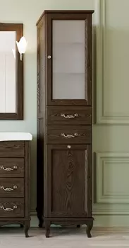 Шкаф-пенал ValenHouse Эллина 40 R с бельевой корзиной, кальяри, фурнитура хром E40_ККRКХ