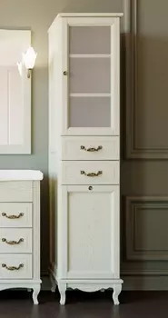 Шкаф-пенал ValenHouse Эллина 40 R с бельевой корзиной, слоновая кость, фурнитура бронза E40_КСRКБ