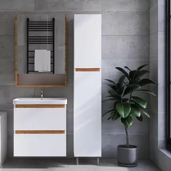 Шкаф-пенал VIANT Мальта белый, дуб вотан VMAL300-PEN