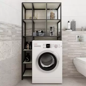 Шкаф Sanflor Лофт северное дерево светлое, черный муар, для стиральной машины С08089