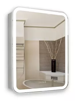 Шкаф-зеркало Azario Фиджи LED-00002363 60.2х80 с подсветкой и часами, белый