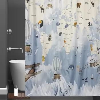 Штора для ванной Bath Plus Charme Red ch-21316 200х200, Animals Around The World II Ch-21316