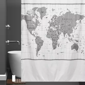 Штора для ванной Bath Plus Charme Red ch-21318 200х200, International Map I Ch-21318