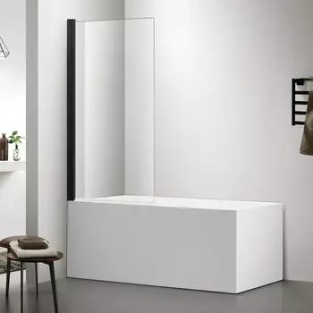 Шторка на ванну Акватек AQ DEL SBA 08015BL 80х150 см, черный матовый профиль