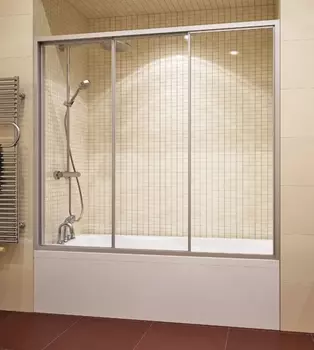 Шторка на ванну GuteWetter Practic Part GV-403A правая 176-180 см стекло бесцветное, профиль матовый хром PRACTIC PART GV-403A MCR 1 R 176-180