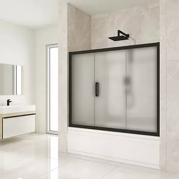 Шторка на ванну Kubele DE019P3-MAT-BLMT 180х150 см, профиль матовый черный DE019P3-MAT-BLMT-180х150