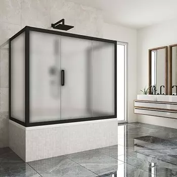 Шторка на ванну Kubele DE019P3U-MAT-BLMT 170х80 см, профиль матовый черный DE019P3U-MAT-BLMT-170х80х150