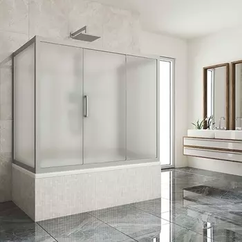 Шторка на ванну Kubele DE019P3U-MAT-MT 170х75 см, профиль матовый хром DE019P3U-MAT-MT-170х75х150