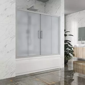 Шторка на ванну Kubele DE019P4-MAT-MT 155х150 см, профиль матовый хром DE019P4-MAT-MT-155х150