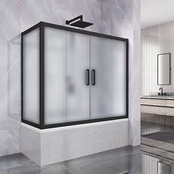 Шторка на ванну Kubele DE019PR4-MAT-BLMT 180х80 см, профиль матовый черный DE019PR4-MAT-BLMT-180х80х150