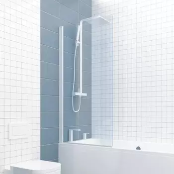 Шторка на ванну Kubele DE020 DE020P601-CLN-WTMT-50х150 150х50, профиль белый матовый