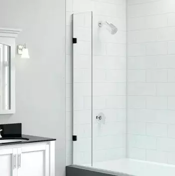 Шторка на ванну Mira Glass 300V-Black держатели черные, стекло прозрачное Glass-300V-Black