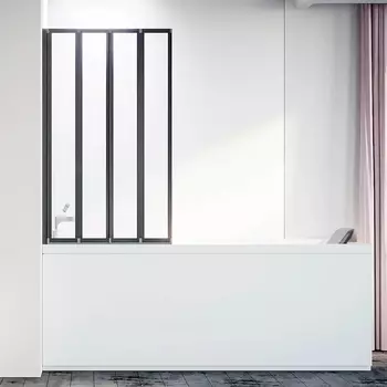 Шторка на ванну Veconi Palau PL-74BL 90 см, профиль черный PL74BL-90-01-19C4