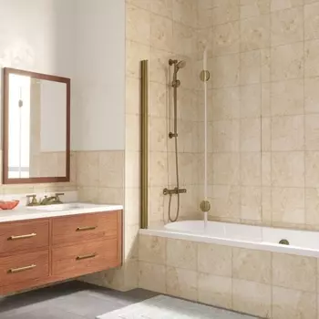 Шторка на ванну Vegas Glass E2V LUX 120 05 01 L профиль бронза, стекло прозрачное
