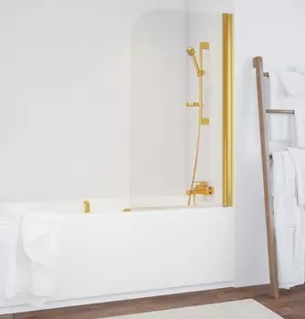 Шторка на ванну Vegas Glass EV 0075 09 01 R профиль золото, стекло прозрачное