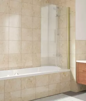 Шторка на ванну Vegas Glass EV Lux 0075 09 01 R профиль золото, стекло прозрачное EV Lux 75 09 01 R