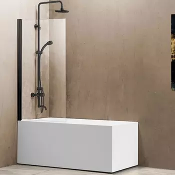 Шторка на ванну Vincea VSB-11800CLB 80x140 профиль чёрный, стекло прозрачное