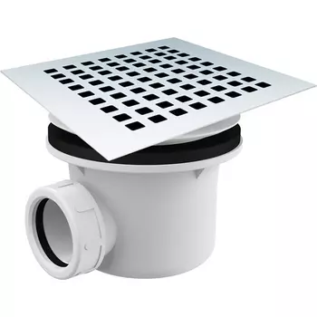 Сифон для душевого поддона Vincea VSPH-2SR2W с крышкой, гидрозатвор, сталь/белый