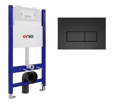 Система инсталляции для подвесных унитазов Enio Tecnico 50 с кнопкой Rettangolo черной матовой OOO