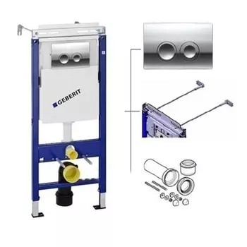 Система инсталляции для подвесных унитазов Geberit Duofix Plattenbau с кнопкой смыва Delta21 458.162.21.1