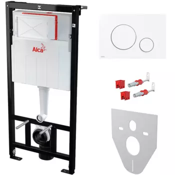 Система инсталляции для унитазов AlcaPlast AM101/1120-4:1 RU M670-0001 кнопка белая круглая