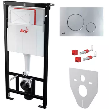 Система инсталляции для унитазов AlcaPlast AM101/1120-4:1 RU M671-0001 кнопка хром круглая