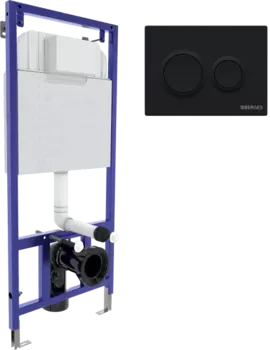 Система инсталляции для унитазов Berges Novum O5 с кнопкой смыва, черная soft touch /040265