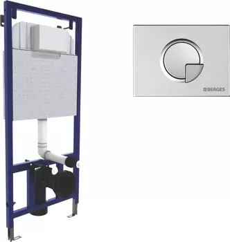 Система инсталляции для унитазов Berges Wasserhaus Novum 040222 с кнопкой смыва, матовый хром /040222