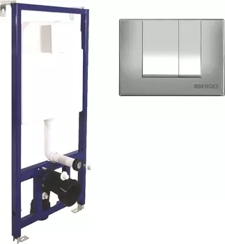 Система инсталляции для унитазов Berges Wasserhaus Novum 040242 с кнопкой смыва, матовый хром /040242