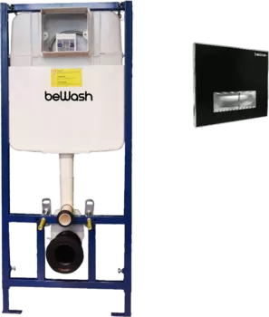 Система инсталляции для унитазов beWash Vago BW74, P05BC с кнопкой смыва, черное стекло, хром K500RZVP0500SYC00000