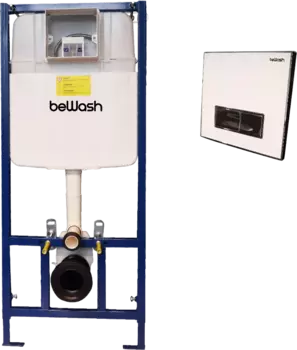 Система инсталляции для унитазов beWash Vago BW74, P05WC с кнопкой смыва, белое стекло, хром K500RZVP0500BYC00000