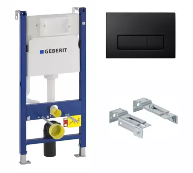 Система инсталляции для унитазов Geberit Duofix 3 в 1 с кнопкой черной глянцевой Delta51 111.153.00.1+115.105.DW.1+111.839.00.1