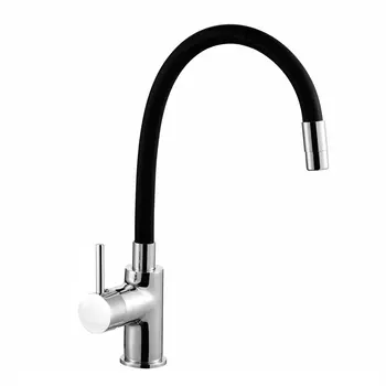 Смеситель Azario Tasco AZ-15494321 для кухни, черный, хром с гибким изливом