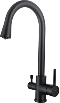 Смеситель для кухни Акватек AQ1085MB, с краном для питьевой воды, матовый черный