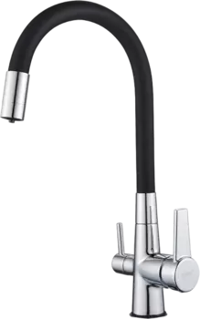 Смеситель для кухни D-lin D159317-1 с гибким изливом, хром, черный