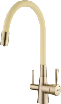 Смеситель для кухни Lemark Comfort LM3075B-Beige с гибким изливом, бронза, бежевый