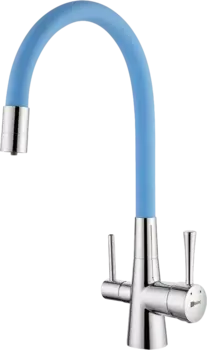 Смеситель для кухни Lemark Comfort LM3075C-SkyBlue с гибким изливом, хром, голубой