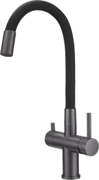 Смеситель для кухни Milacio Ultra MCU.560.GM с гибким изливом, вороненая сталь
