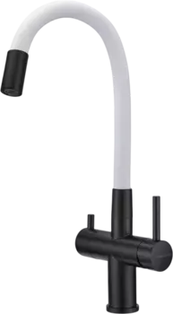 Смеситель для кухни Milacio Ultra MCU.560.TBW с гибким изливом, total black, белый