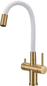 Смеситель для кухни Milacio Ultra MCU.560.GDW с гибким изливом, брашированное золото, белый