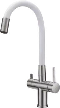 Смеситель для кухни Milacio Ultra MCU.560.SSW с гибким изливом, нержавеющая сталь, белый