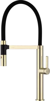 Смеситель для кухни Paulmark Leader Le214101-G с гибким изливом, золото