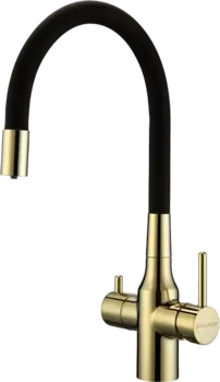 Смеситель для кухни Paulmark Salix 213419-G золото, черный, с гибким изливом Sa213419-G