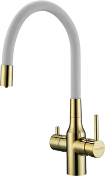 Смеситель для кухни Paulmark Salix 213419-Gw золото, белый, с гибким изливом Sa213419-Gw